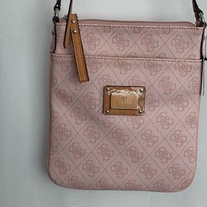 NWT Guess Pink/White Crossbody Adjustable Strap Purse